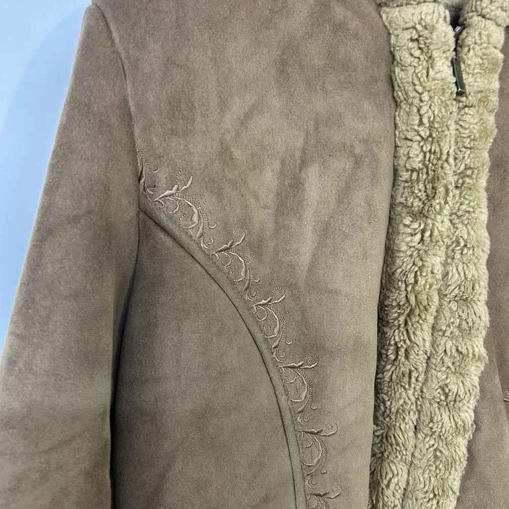 Vintage Y2K Penny Lane Coat Large‎ Bratz Style Faux Suede Shearling Zip Coat